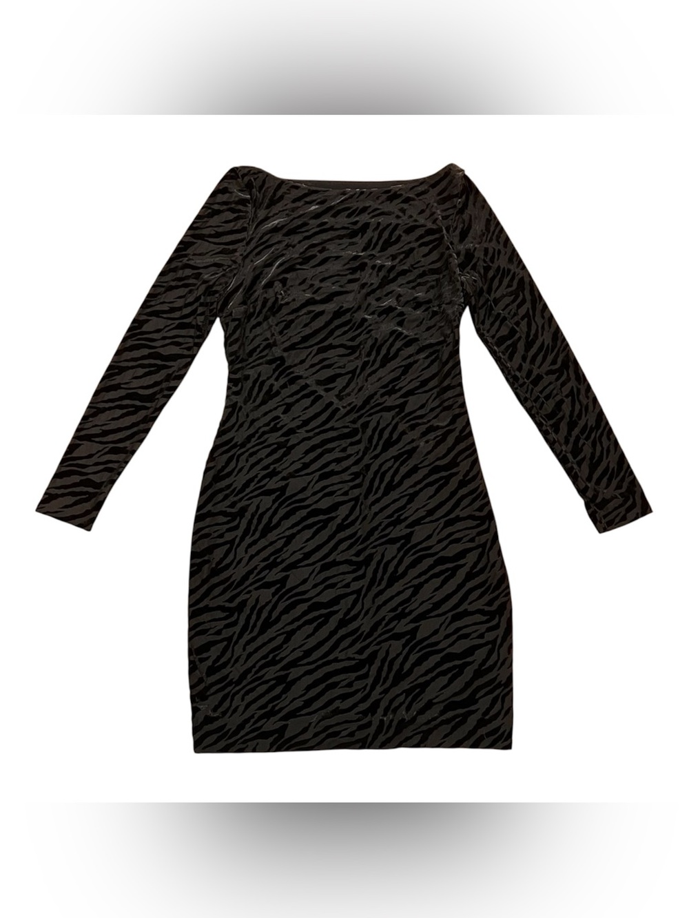 Reiss Perrin Velvet Burnout Dress Black Zebra Print Size 8 Bodycon Cocktail Mini